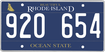 RI license plate 920654