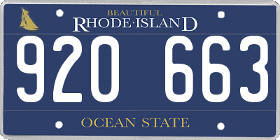 RI license plate 920663