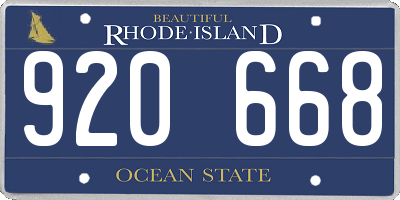 RI license plate 920668