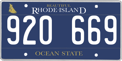 RI license plate 920669