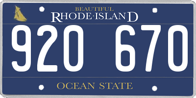 RI license plate 920670