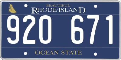RI license plate 920671