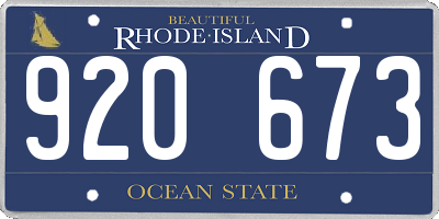 RI license plate 920673