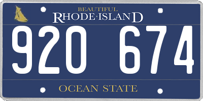 RI license plate 920674