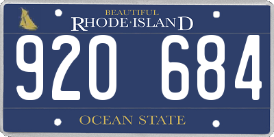 RI license plate 920684