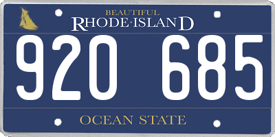 RI license plate 920685