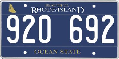 RI license plate 920692