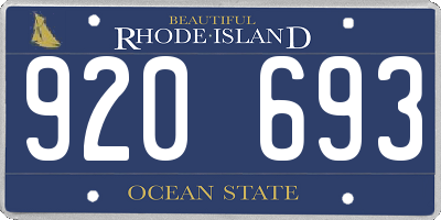 RI license plate 920693