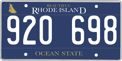 RI license plate 920698