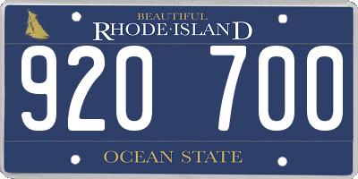 RI license plate 920700