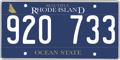 RI license plate 920733