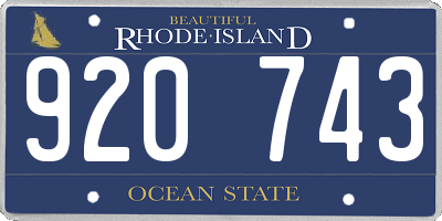 RI license plate 920743