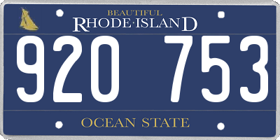 RI license plate 920753