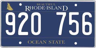 RI license plate 920756