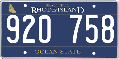 RI license plate 920758