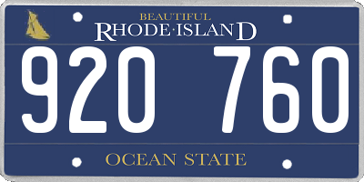 RI license plate 920760