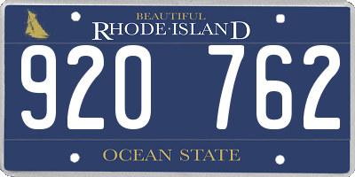 RI license plate 920762