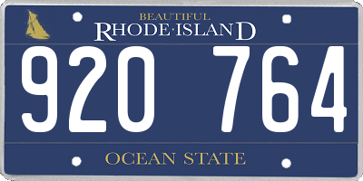 RI license plate 920764