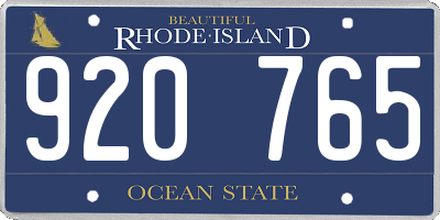 RI license plate 920765