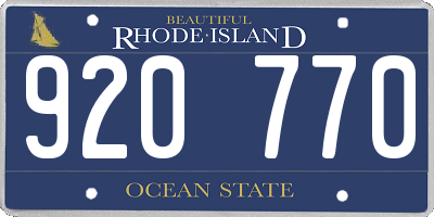 RI license plate 920770
