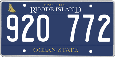 RI license plate 920772