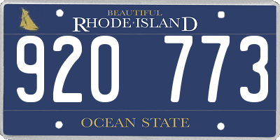 RI license plate 920773