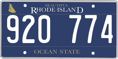 RI license plate 920774