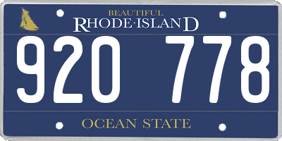 RI license plate 920778