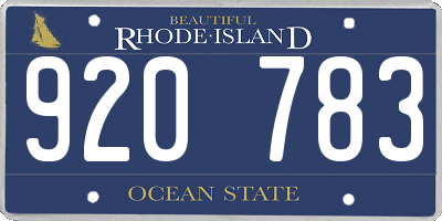 RI license plate 920783