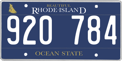 RI license plate 920784