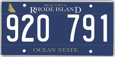 RI license plate 920791