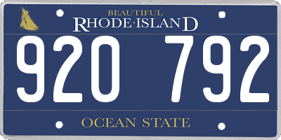 RI license plate 920792