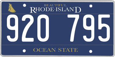 RI license plate 920795