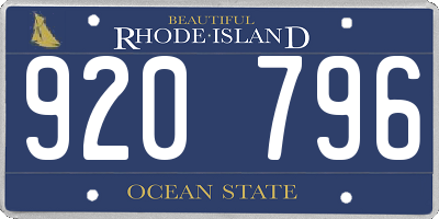 RI license plate 920796