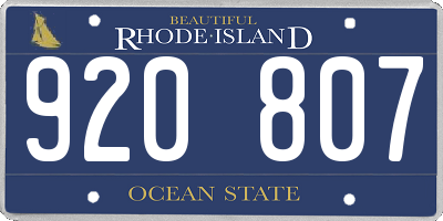 RI license plate 920807