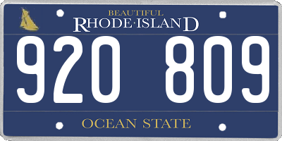 RI license plate 920809