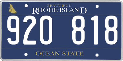 RI license plate 920818