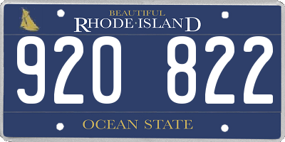 RI license plate 920822