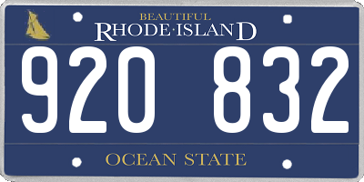RI license plate 920832