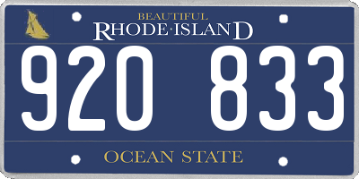 RI license plate 920833