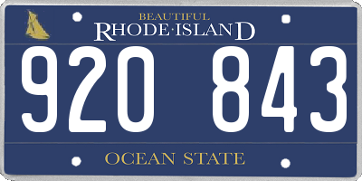 RI license plate 920843