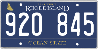 RI license plate 920845