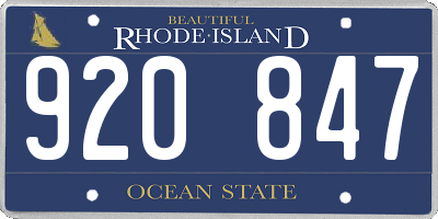 RI license plate 920847