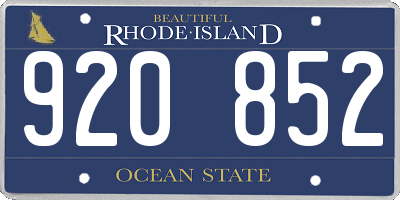 RI license plate 920852