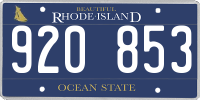 RI license plate 920853
