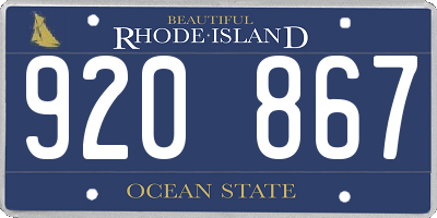 RI license plate 920867