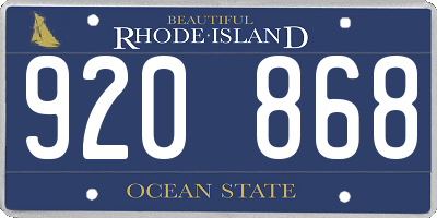 RI license plate 920868
