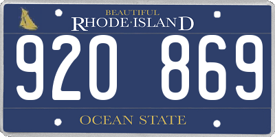 RI license plate 920869