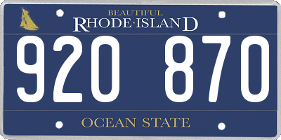 RI license plate 920870