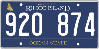 RI license plate 920874